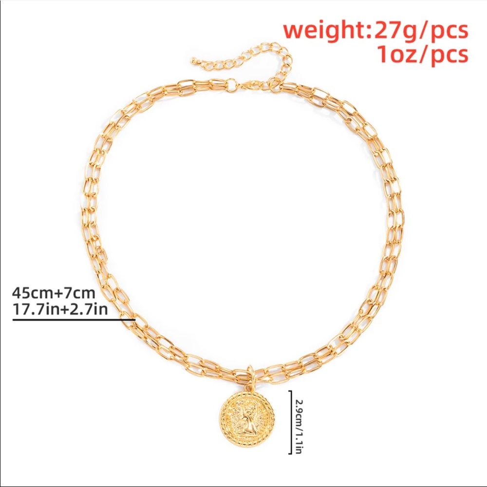 NEW 18K COIN DOUBLE LAYERED CHOKER NECKLACE, NICE NECKLACE, CUTE NECKLACE - Picture 6 of 6